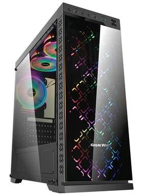 长城/本色M-62电竞游戏机箱黑色(水冷/全侧透/钢化玻璃面板/磁吸