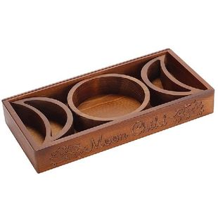 Wood Triple Moon Stand Decorative Tray Tarot Card Candle