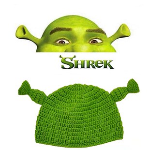 新品痞幼同款史瑞克搞怪毛线针织帽 shrek winter hat cap handma