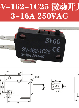 厂促微动开关SV16162q1651661C2自复位银触点3脚机械小型行程限品