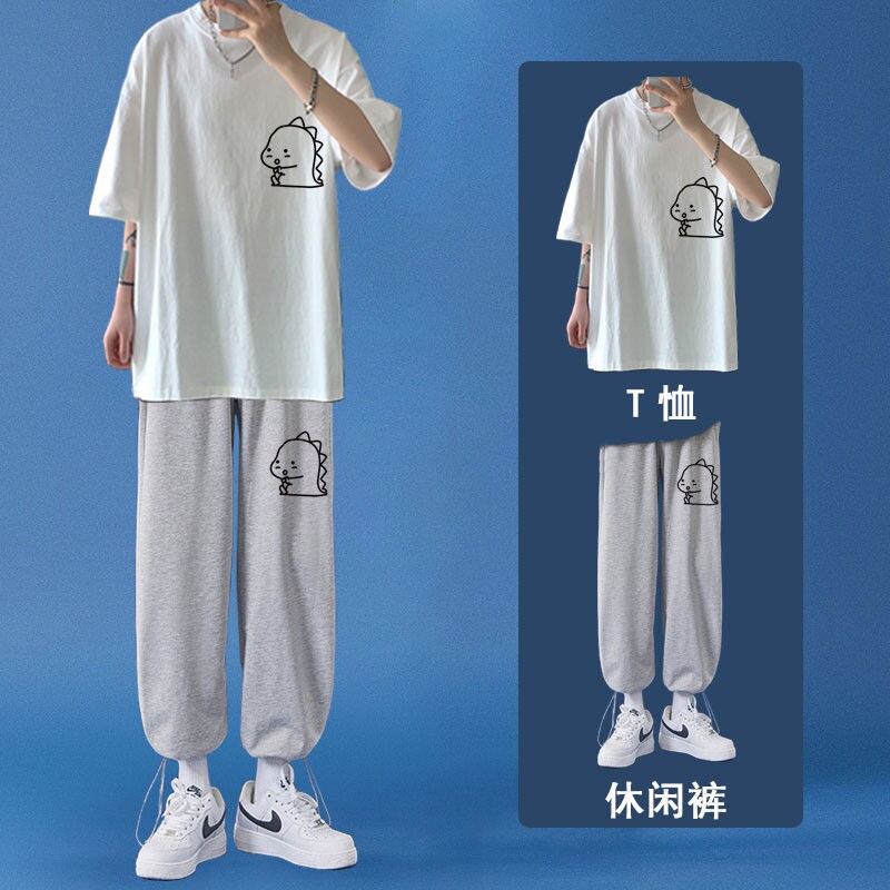 好货夏季新款短袖t恤男韩版潮流休闲运动套装