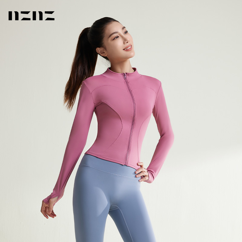 NZNZ户外圆领拼接运动服外套女修身显瘦速干跑步健身骑行衣瑜伽服