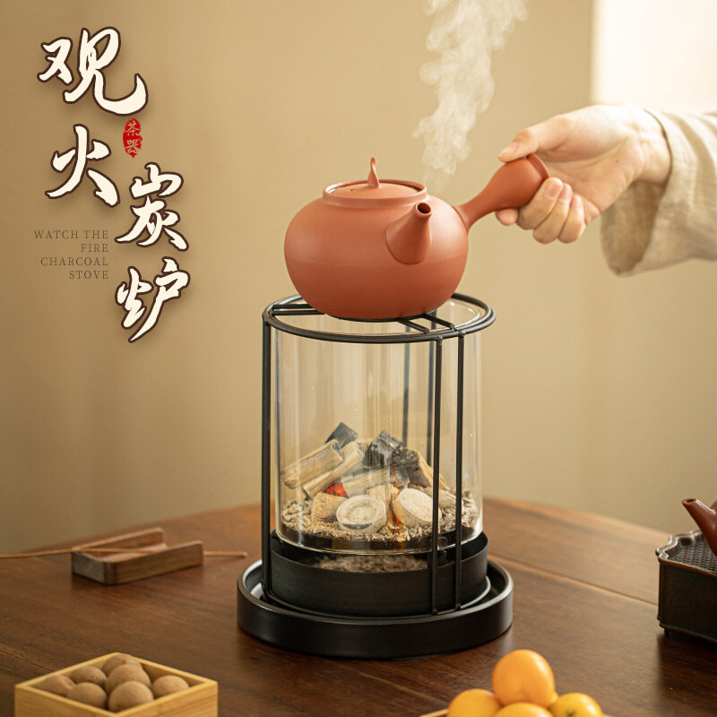 观火炭炉耐高温玻璃烤煮两用碳炉暖手炉烤火炉跳跳壶煮茶套装