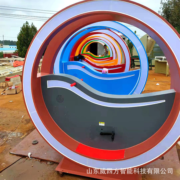 脚踩发电景区户外互动装置七彩发光单车脚踏车喷泉不锈钢景观厂家