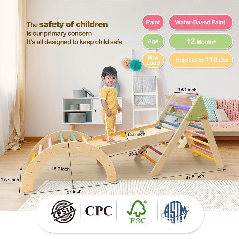 早教攀爬架室内儿童家用攀登墙感统幼儿园家庭组合架实木置地木架