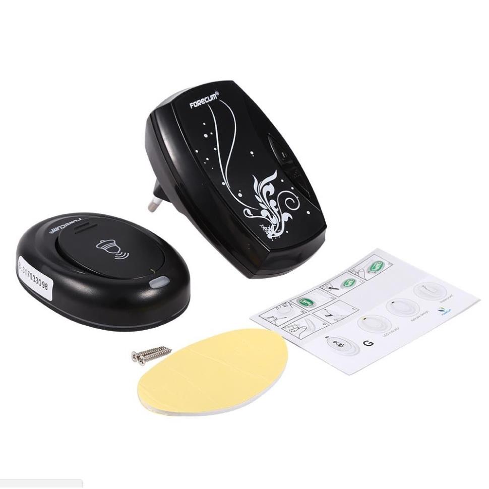 黑色交流数码无线门铃家用远距离一拖一遥控防水呼叫器 36首音乐