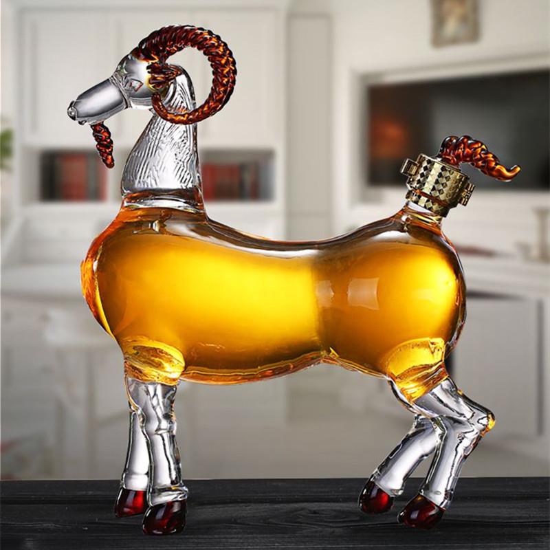 十二生肖羊造型玻璃工艺泡酒瓶 家用高硼硅玻璃白酒人参泡酒器