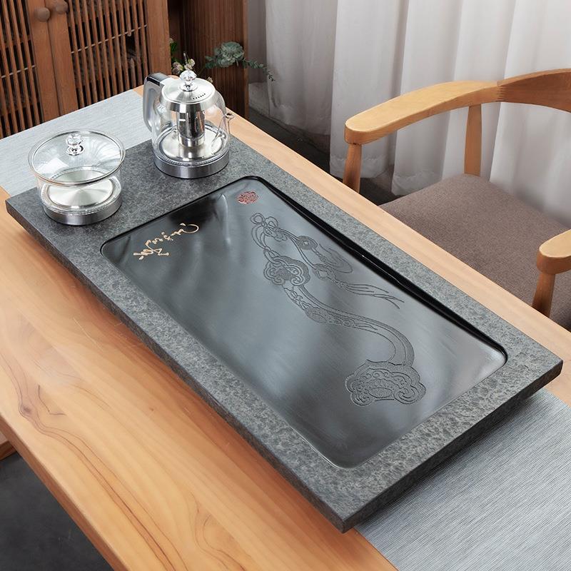 天然乌金石茶盘带电磁炉一体烧水功夫茶具套装客厅办公室茶台