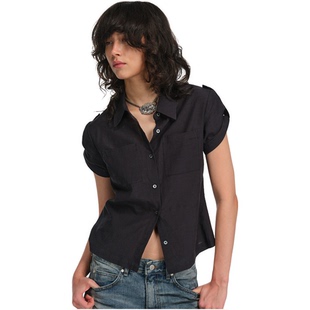 进口贝壳扣慵懒休闲衬衫 Two 天丝亚麻棉卷边袖 guys little