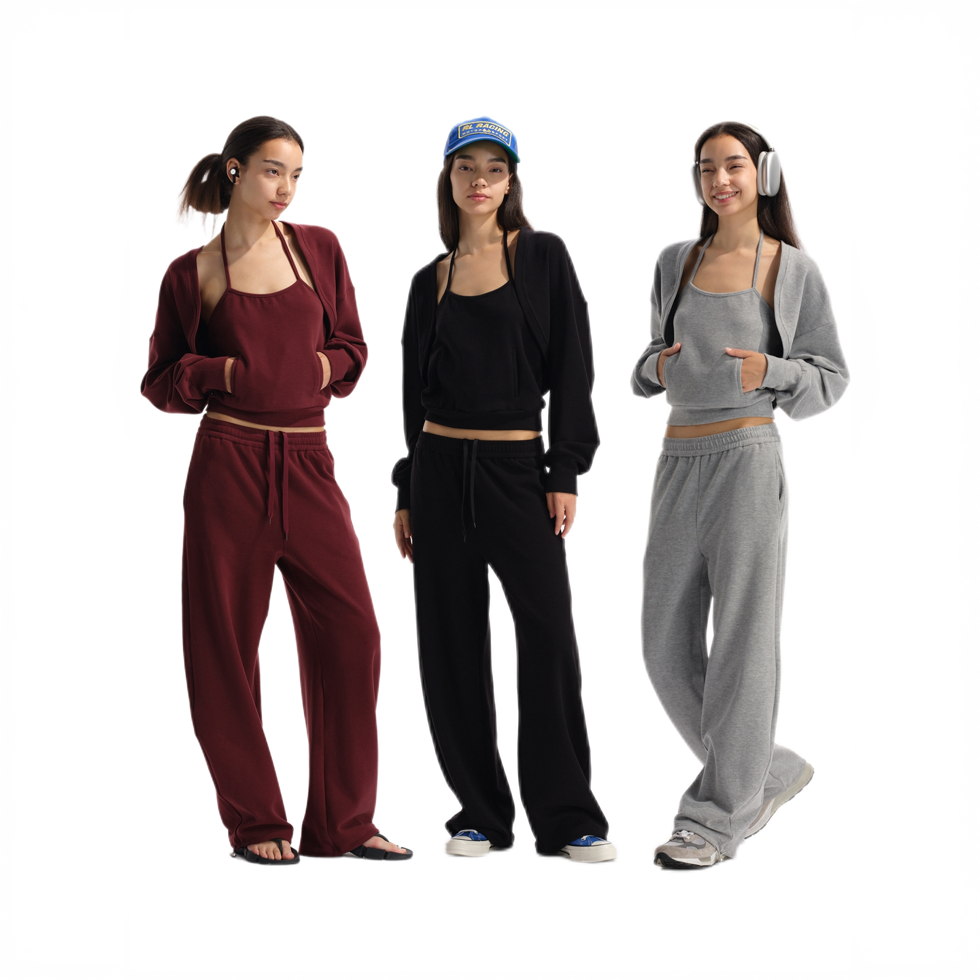 Two little guys*宽松亲肤外搭罩衫+挂脖插袋背心+香蕉卫裤三件套