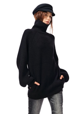 Two little guys*古早黄金时期羊毛粗针Oversize高领插兜大毛衣