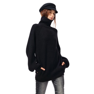 古早黄金时期羊毛粗针Oversize高领插兜大毛衣 guys Two little