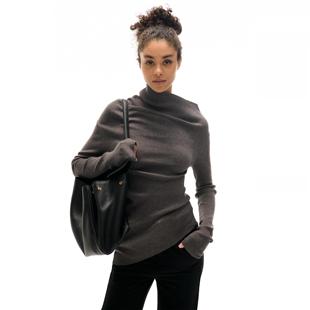 秋冬柔弹肌理多穿法弯刀剪裁针织上衣毛衣 guys Two little