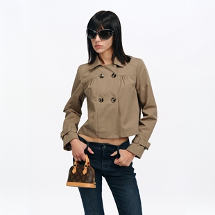 复古双排扣锦棉短款 Two 知识分子 guys 风衣 little