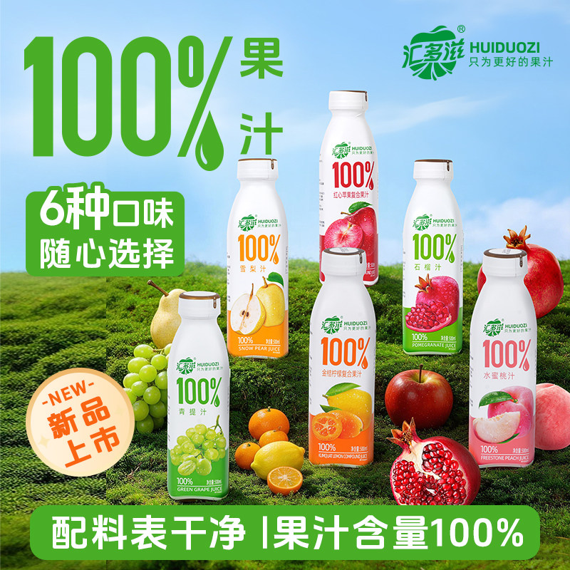 汇多滋100%果汁石榴汁青提苹果汁饮品饮料浓缩还原果汁500ml整箱