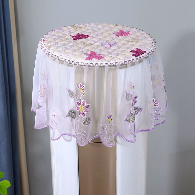 圆柱立式空调盖巾蕾丝布艺防尘盖布圆凳通用圆形空调柜机罩子