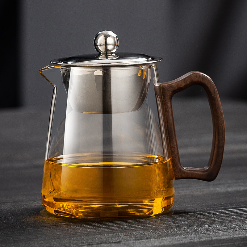 胡桃木加厚玻璃公道杯茶漏一体带盖子家用茶具分茶器懒人小青柑冲图片