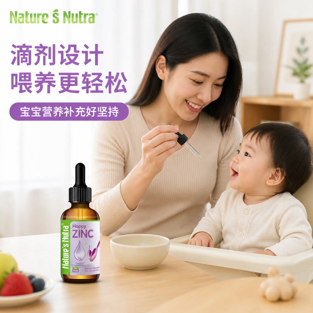 莱思纽卡儿童液体锌滴剂宝宝婴幼儿营养补充液美国进口60ml