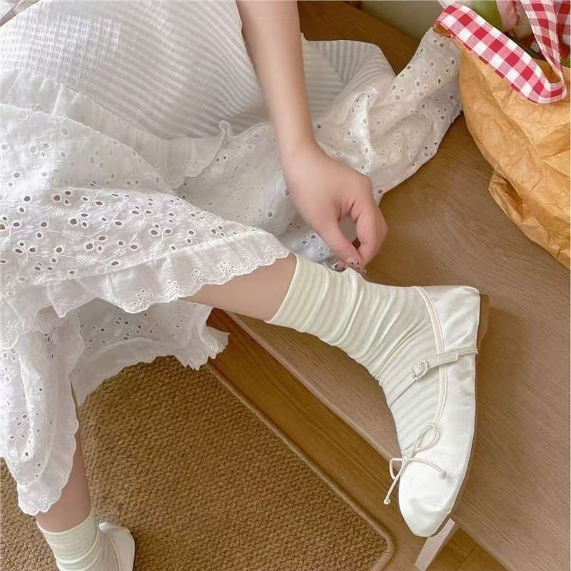 薄款日系条纹女中筒袜防臭百搭
