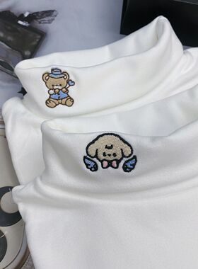 卡萝酱原创JK德绒高领白色打底衫女秋冬日系lolita内搭加绒厚上衣