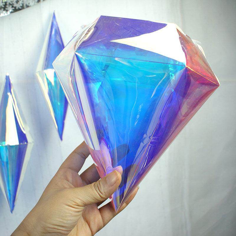 婚庆道具镜面亮片装饰幻彩三角挂件舞台吊顶装饰闪亮三角荧光装饰