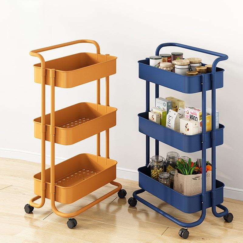 碳钢置物架小推车可移动多层厨房蔬菜篮 浴室收纳储物架沥水篮
