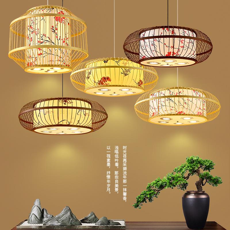 竹编竹艺灯笼禅意中式餐厅包房火锅店饭店大排档民宿日式茶室吊灯