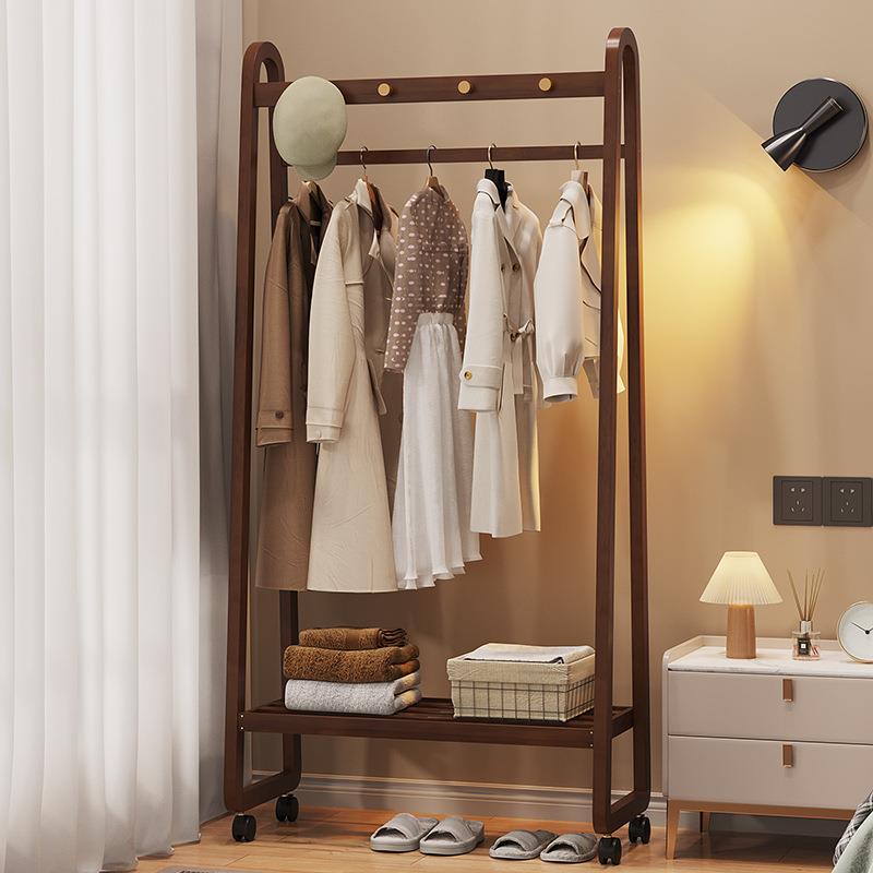 落地衣架家用简易衣帽架卧室晾衣挂衣架可移动带轮客厅服装展示架