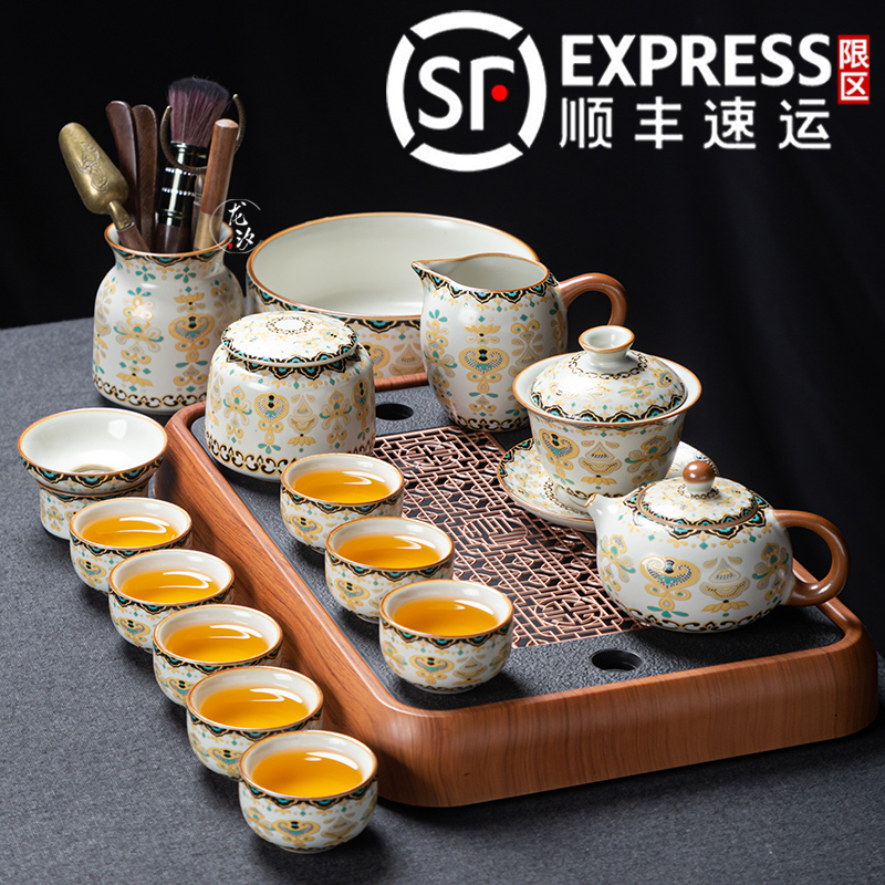 高档汝窑功夫茶具套组2025新款轻奢家用泡茶专用盖碗陶瓷茶杯喝茶