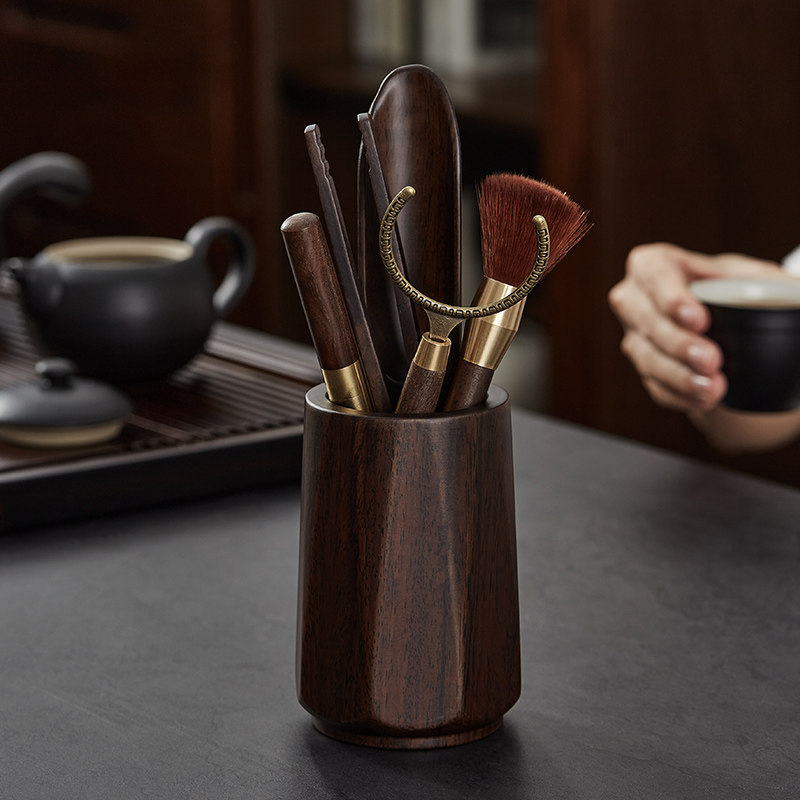 茶具配件六君子套装茶台用品大全茶桌黑檀木功夫泡茶工具实木茶道