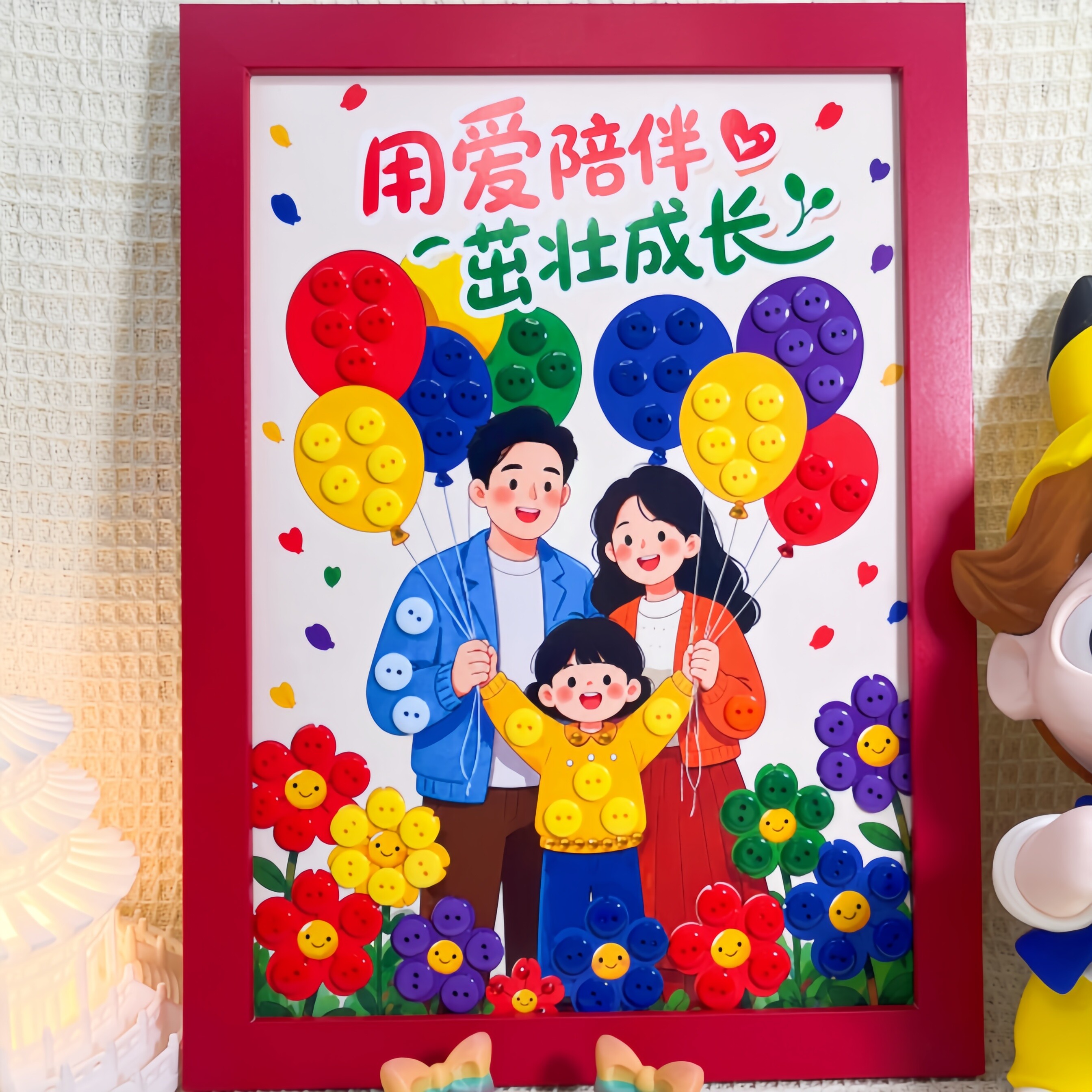 六一儿童节手工纽扣画DIY制作