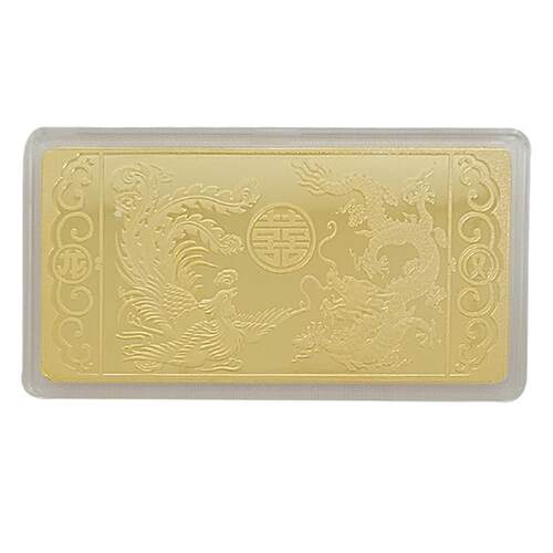 仿真龙凤呈祥10g20g30g50g100克铜镀金样品金条金店摆件道具