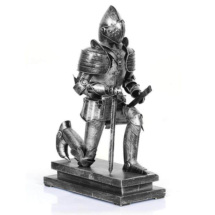 复古罗马武士摆件铁皮铠甲勇士模型摄影道具铁艺家居软装饰品
