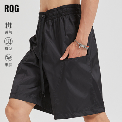 男士短裤外穿2025夏季新防水速干男生宽松中裤五分裤潮牌美式运动