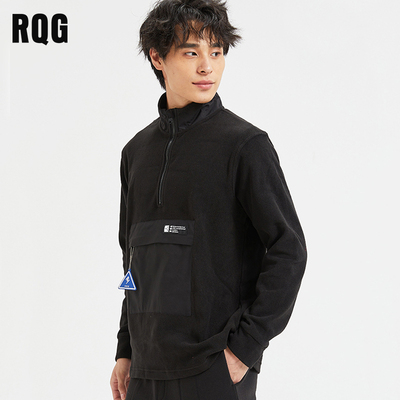 半拉链摇粒绒卫衣男款秋冬季