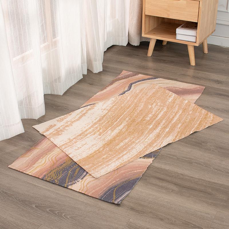 星河行云棉线编织入户门垫烫金欧式风格卷边地垫卧室床边换鞋脚垫