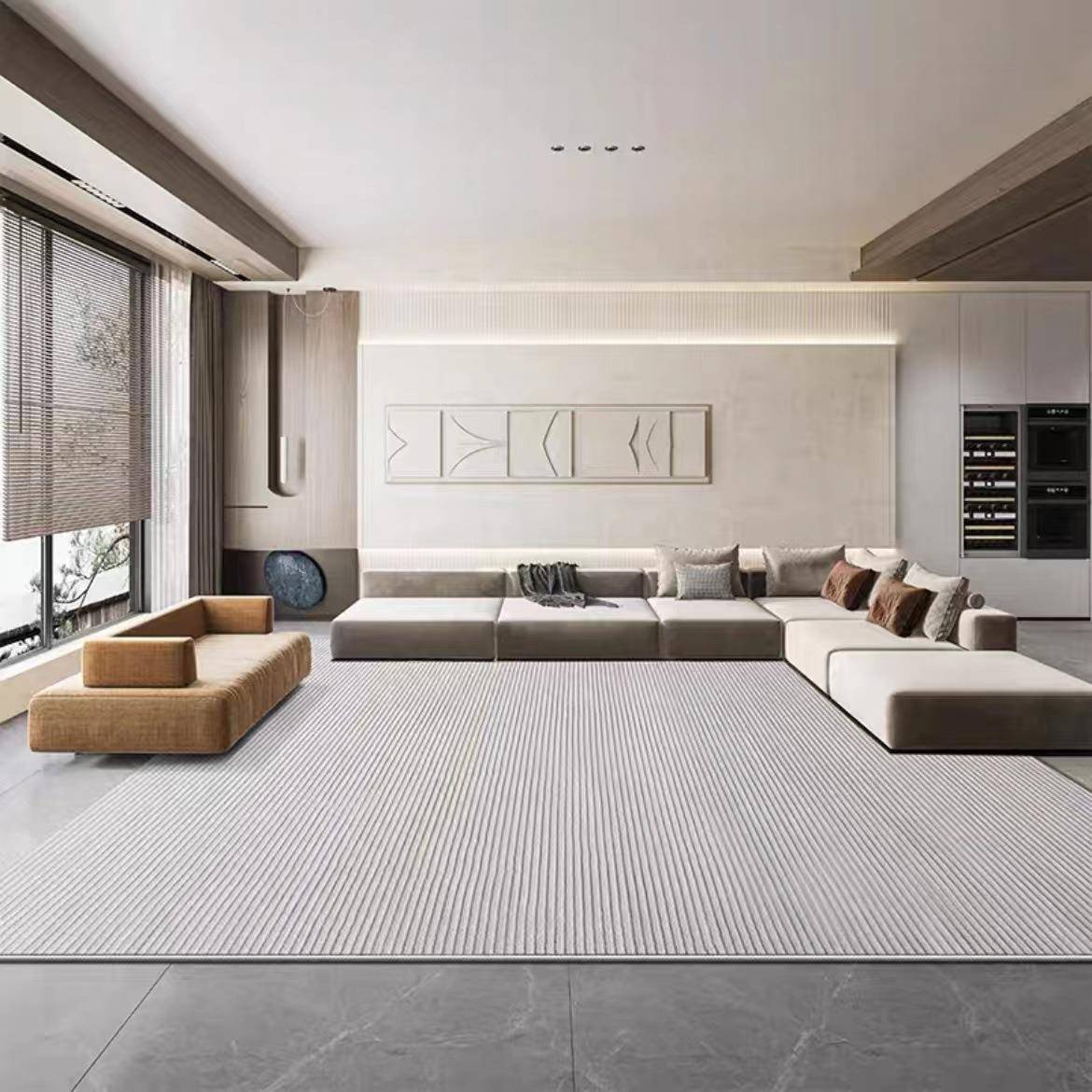 意式极简地毯素色客厅茶几毯侘寂风现代简约卧室满铺高级灰纯色毯