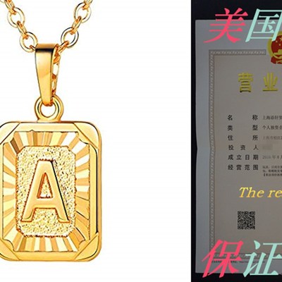 U7 Monogram Necklace A-Z 26 Letters Pendants 18K Gold/Platin