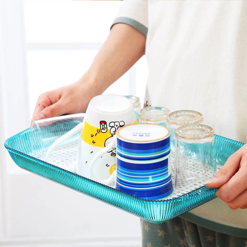 篮水果盘水带盖子子沥盘客68149厅带盖子方形盘茶盘小餐号盘子面