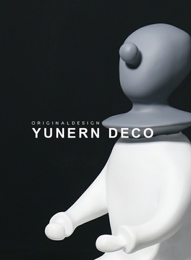 现代轻奢软装饰品大理石底座小丑人物摆件售楼处样板房间展厅摆设