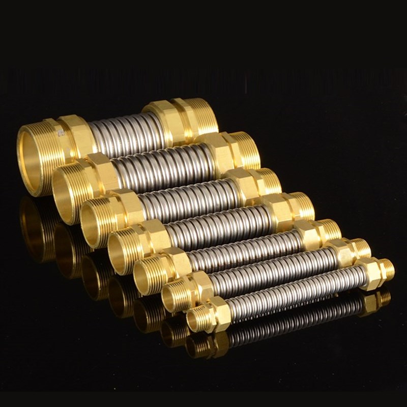 304不锈钢中央空调波纹管4分6分1寸双外丝铜头金属软管DN15 20 25