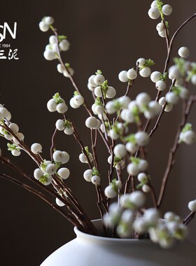 好货仿真粉色花戚果客厅餐厅桌面小枝绿植果实假花装饰插花摆设小