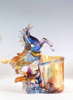 马琉璃笔筒摆件商务高档领导办公室桌装饰送老师礼物毕业季纪念品