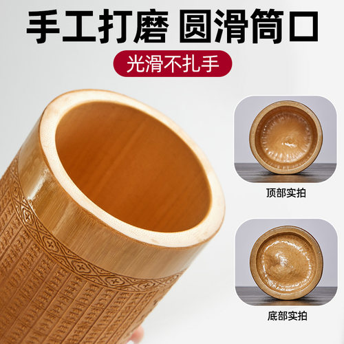 极速毛笔笔筒办公室桌面中国风木质雕刻心经学生桌面收纳创意书房