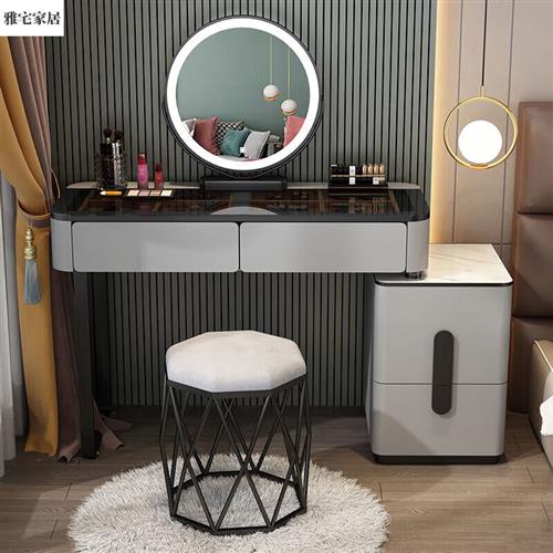 卧璃妆室台白款高台新梳妆奢2022轻现玻化档风年黑bl120