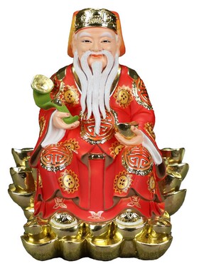 好货12寸七彩敦煌元宝土地公土地婆福德正神家居摆件树脂神像佛像