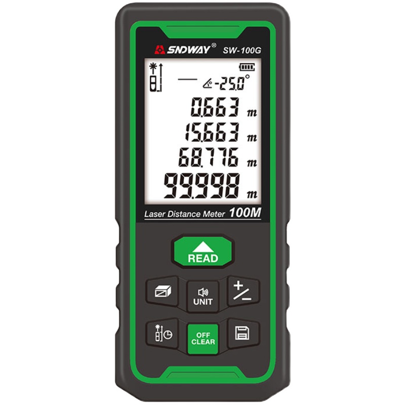。绿光测距仪SW-50G/70/10G0米激光量房电子尺室内外测量蓝牙