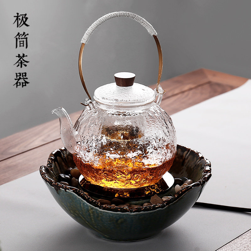 极速大号耐高温玻璃蒸茶壶煮茶壶蒸煮两用家用煮茶器电陶炉提梁壶