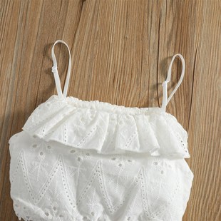 Kid Baby Girls Summer Clothes Set Sleeveless Lace Hollow