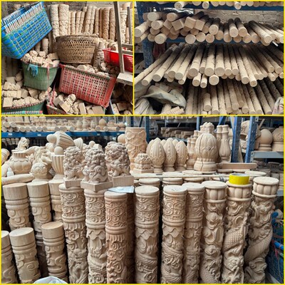 实木雕刻盘龙神台佛龛供台装饰整圆龙柱东阳木雕中式圆雕祥云古建